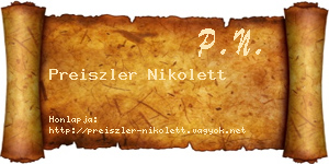 Preiszler Nikolett névjegykártya